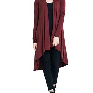 Burgundy Medium extra soft open front cardigan